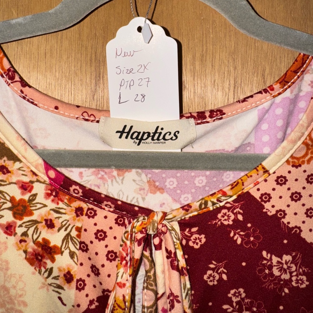 Haptics Patchwork Print, Front-Tie, Size 2x - image 2